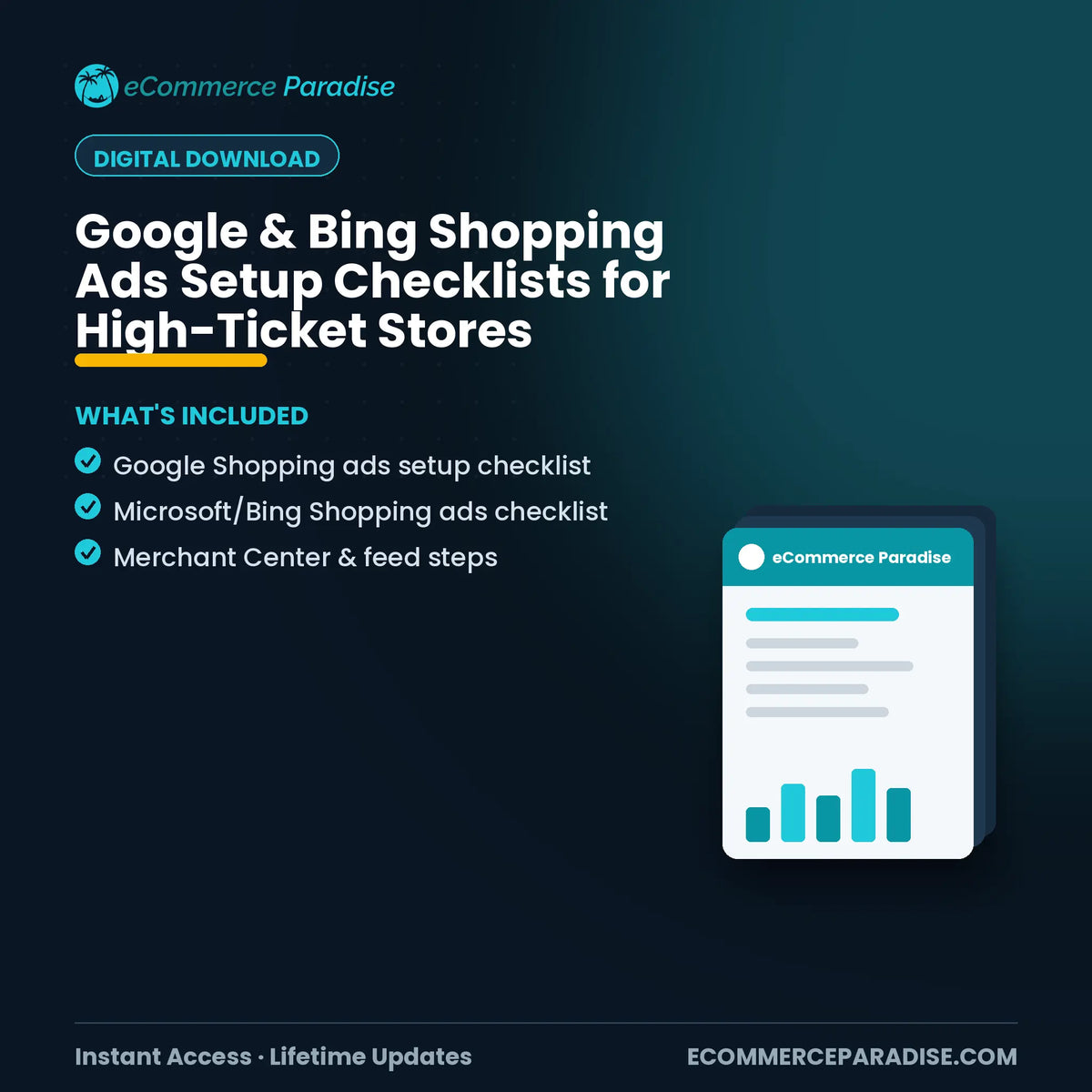 Google & Bing Shopping Ads Setup Checklists for High-Ticket Stores Ecommerce Paradise
