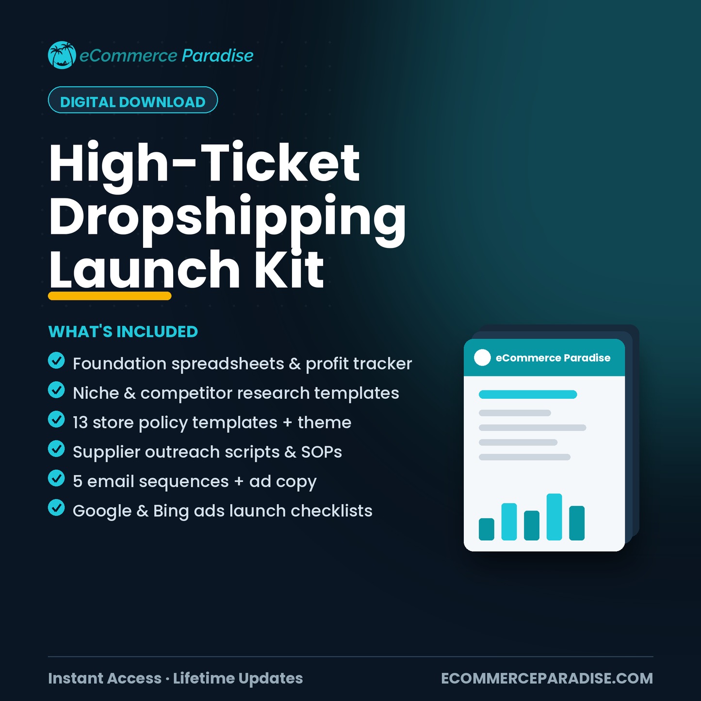 High-Ticket Dropshipping Launch Kit: 40 Templates, Scripts & SOPs to Launch Your Shopify Store