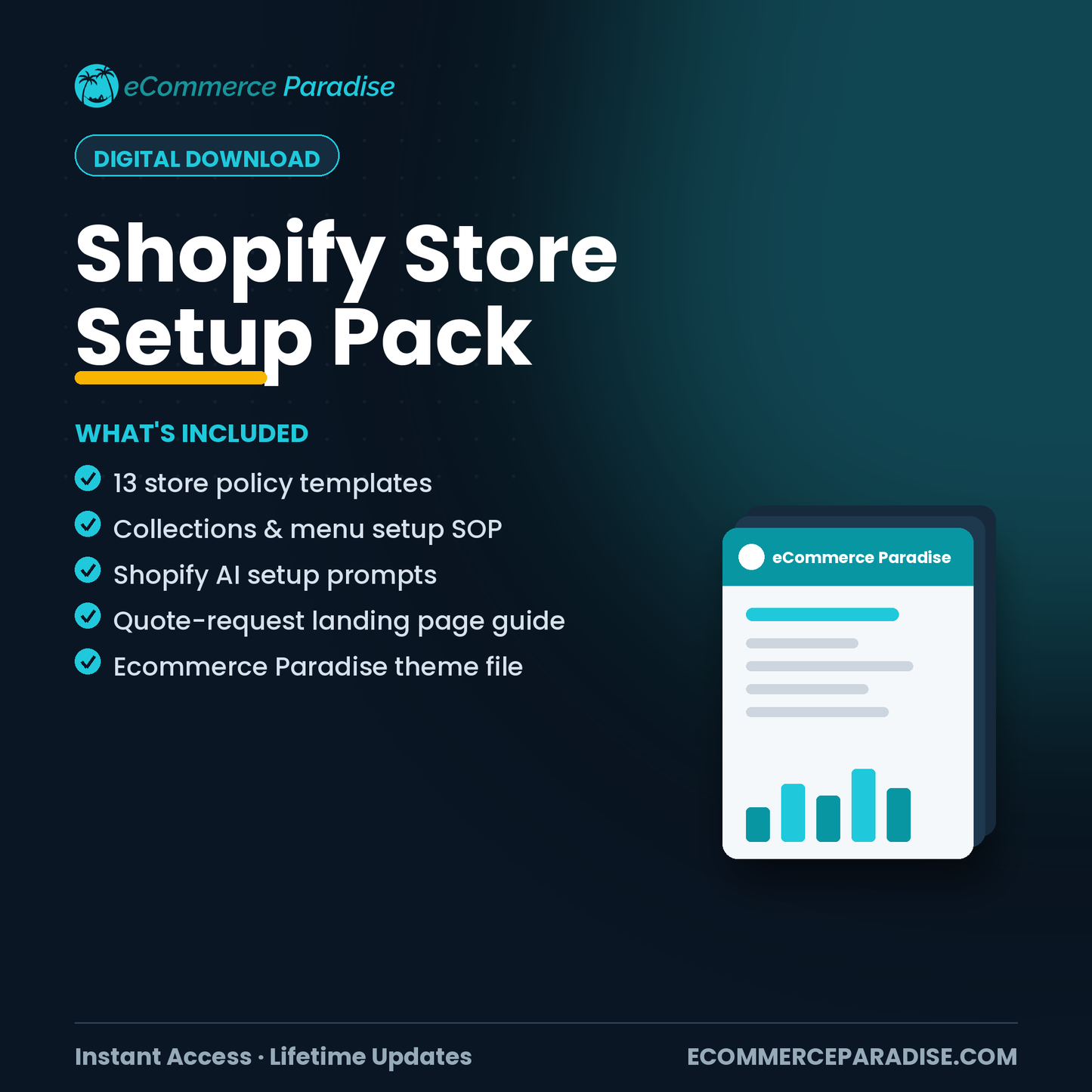 Shopify Store Setup Pack: 13 Policy Templates, Theme & AI Setup SOPs