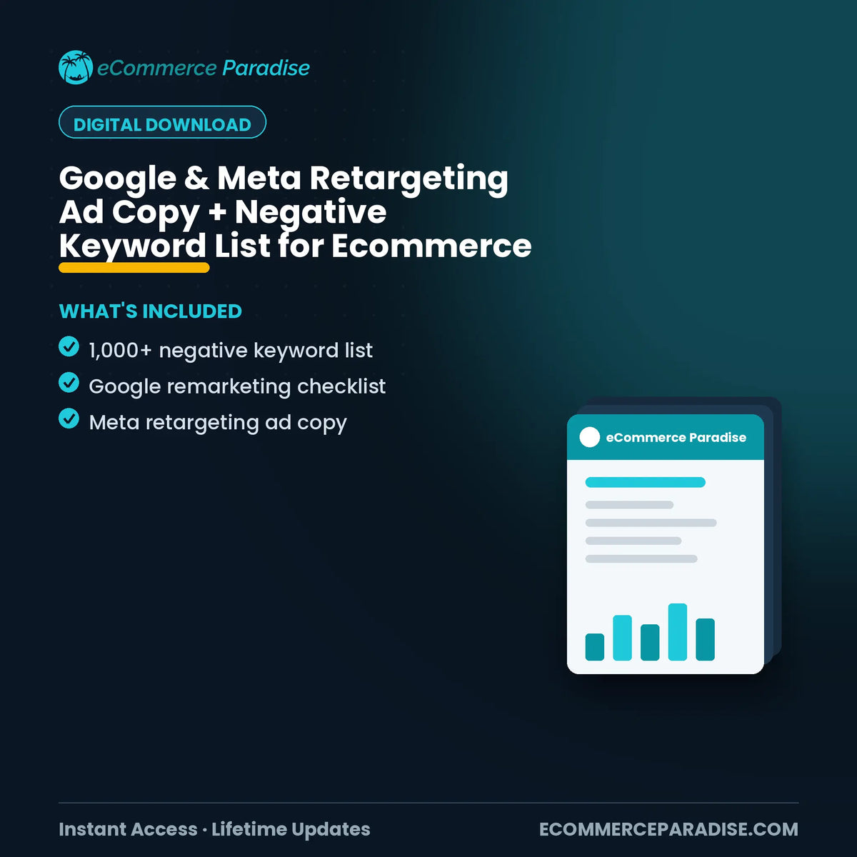 Google & Meta Retargeting Ad Copy + Negative Keyword List for Ecommerce Ecommerce Paradise