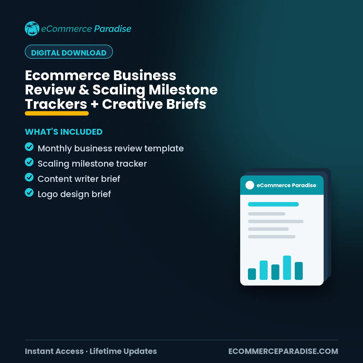 Ecommerce Business Review & Scaling Milestone Trackers + Creative Briefs Ecommerce Paradise