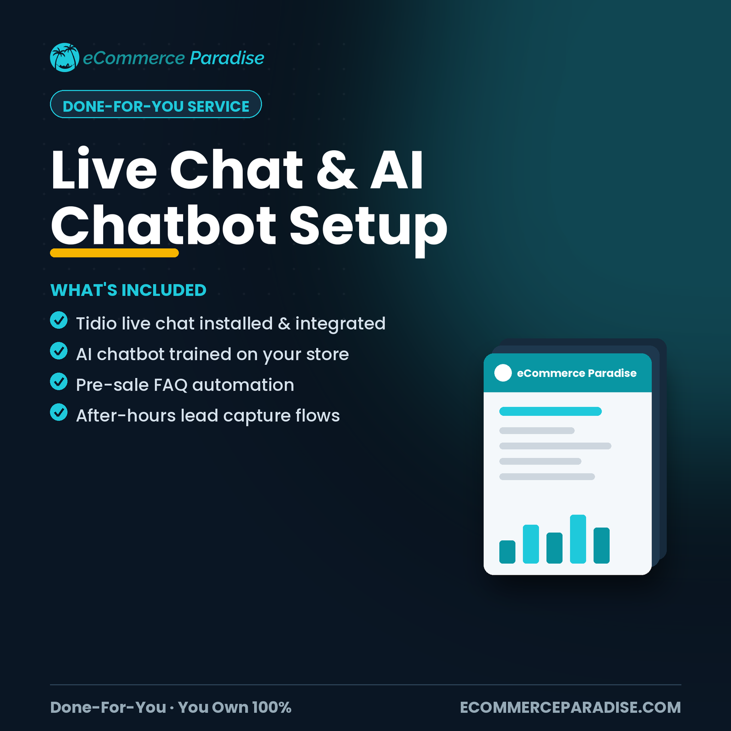 Shopify Live Chat & AI Chatbot Setup (Tidio) for High-Ticket Stores