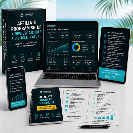 Affiliate Program Setup + Review Article & Listicle Feature Ecommerce Paradise